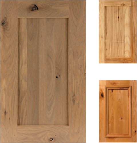 Portes d'armoire en bois différentes teintes.