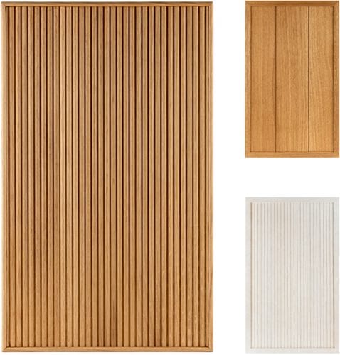Panneaux en bois striés et lisses, design moderne.